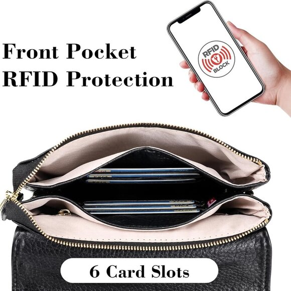 Soft Small Leather Crossbody Bags for Women RFID Blocking Travel Purses Handbags - Picture 4 of 9